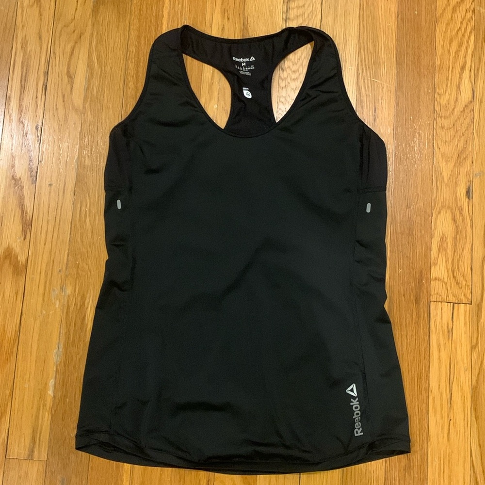 Reebok Women's Playice Black Racerback Athletic Tank Top, Size M